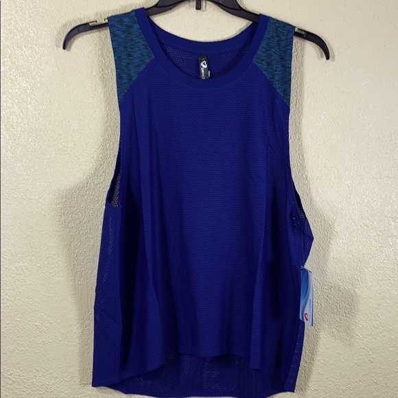 Tank Top Activewear M Dark Blue Mesh ShoActive Pullover Stretchy - Picture 1 of 8
